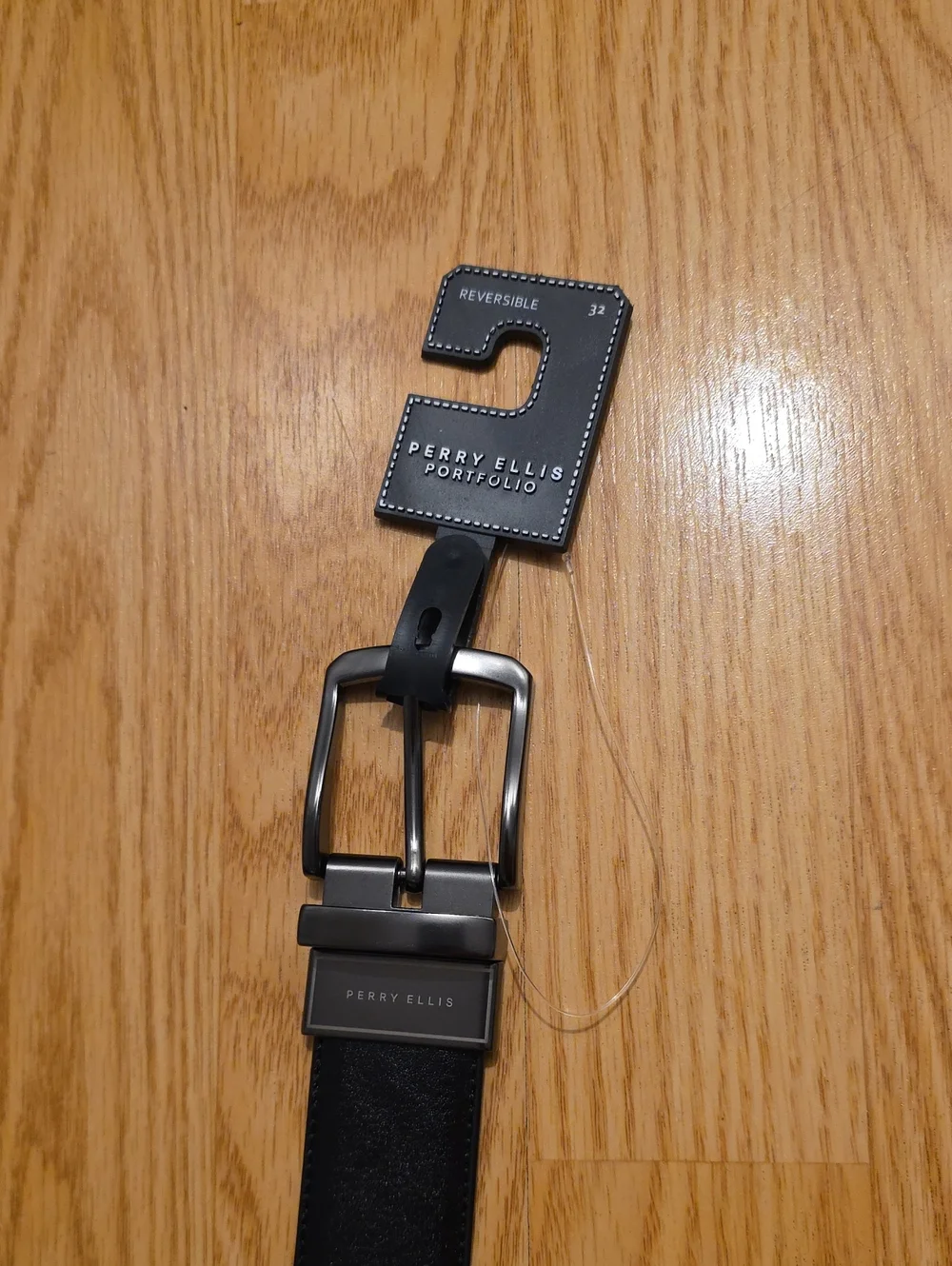 Perry Ellis Men's Black/Brown Reversible Leather Belt